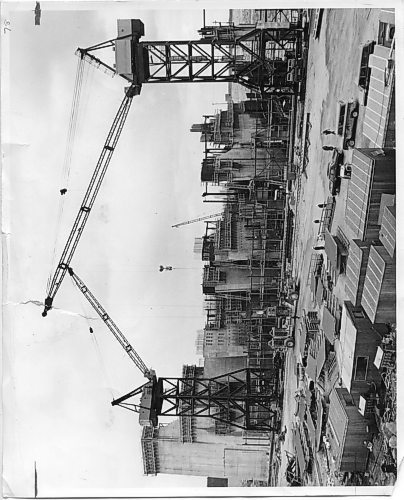 WINNIPEG FREE PRESS FILES
July 29, 1968
Construction of Manitoba Hydro's multi-million dollar Nelson River power development project has transformed Gillam into a vital rail transportation centre in northern Manitoba. Canadian National Railways is handling the shipment of thousands of tons of cement from Winnipeg to Gillam to meet the weekly target of 15,000 cubic yards of concrete for the dam and power-house complex. It is taken directly to the site where the concrete is produced. By 1971, when phase one of the project is completed, the CN expects to have moved more than 400,000 tons of equipment and supplies, equal to 80 long freight trains, to the construction site.