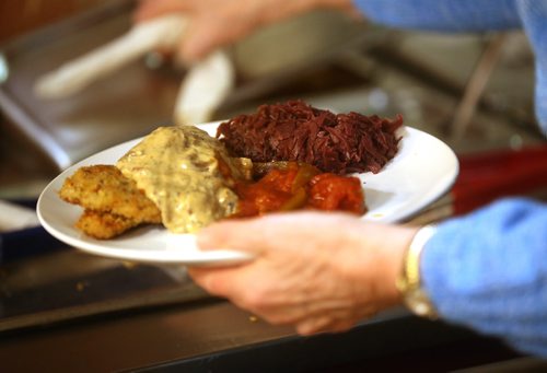 TREVOR HAGAN / WINNIPEG FREE PRESS
All you can eat schnitzel at the Schnitzelahus at the German Society of Winnipeg, for Dave Sanderson, Friday, March 15, 2019.