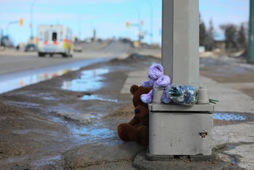 RUTH BONNEVILLE / WINNIPEG FREE PRESS

Local, A memorial of teddy bears and flowers were placed on the crosswalk at Isabel St. & Alexander Ave. after police confirm the 4-yr-old girl who was hit on that crosswalk died Monday died.  Her mother is reported as being in critical condition in the hospital.  


March 20,, 2019
