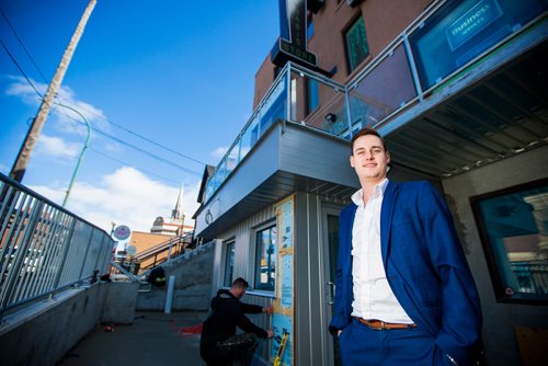 MIKAELA MACKENZIE / WINNIPEG FREE PRESS
John Arbuthnot, CEO of Delta 9 Cannabis, poses outside of the new store in Osborne Village in Winnipeg on Wednesday, March 20, 2019. 
Winnipeg Free Press 2019.