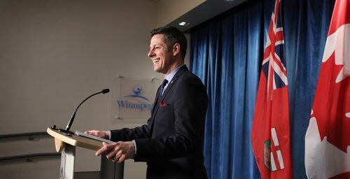 RUTH BONNEVILLE / WINNIPEG FREE PRESS

Local - City Hall budget.  
Winnipeg  mayor, Brian Bowman, answers questions from the media in the press room at city hall after council voted to pass  the 2019 budget  by an 11-5 vote, Tuesday.  


March 20,, 2019
