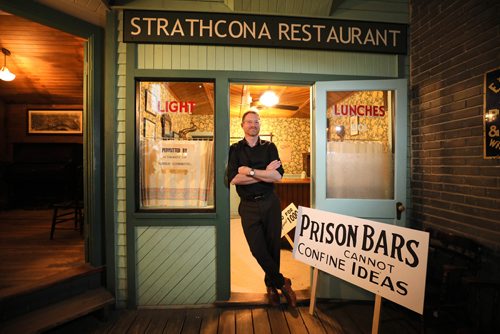 RUTH BONNEVILLE / WINNIPEG FREE PRESS

Local - MB Museum 1919 strike exhibit opens celebrating its 100th anniversary. 

Dr. Roland Sawatzky, Curator of History at the Manitoba Museum, stands in a replica of  the famous Strathcona restaurant which is part of the  1919 strike exhibit that opened Thursday celebrating its 100th anniversary.  

More info on the Stathcona Hotel and Restaurant: 
The Manitoba Museum was built in the late 1960s, on the site of the former Strathcona Hotel, built in 1905 on the south-east corner of Main St. and Rupert Ave. The Strathcona was also the scene of labour resistance during the 1919 Winnipeg Strike.

See Alex Paul story.  


March 20, 2019

