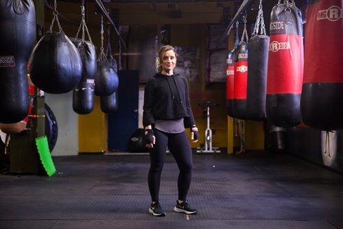 MIKAELA MACKENZIE / WINNIPEG FREE PRESS
Sabrina Carnevale, new health columnist, poses for a portrait at the at Pan Am Boxing Club before a noon class in Winnipeg on Thursday, March 21, 2019. 
Winnipeg Free Press 2019.