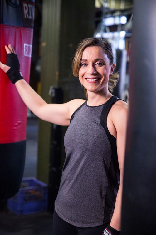 MIKAELA MACKENZIE / WINNIPEG FREE PRESS
Sabrina Carnevale, new health columnist, poses for a portrait at the at Pan Am Boxing Club before a noon class in Winnipeg on Thursday, March 21, 2019. 
Winnipeg Free Press 2019.