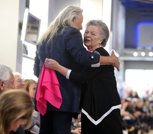 JASON HALSTEAD / WINNIPEG FREE PRESS

Cancer-survivor model Liisa Nygard hugs her brother Peter (founder and chairman of Nygard International) on March 15, 2019, at the Nygard fashion show in support of breast cancer research and to preview the companys new spring/summer fashions at the Nygard Fashion Park store on Kenaston Boulevard. (See Social Page)