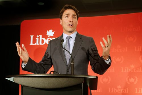 JOHN WOODS / WINNIPEG FREE PRESS
Prime Minister Justin Trudeau speaks to a room of supporters at a Liberal party donor appreciation event in Winnipeg Monday, March 25, 2019.