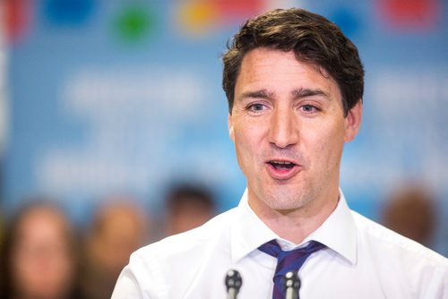 MIKAELA MACKENZIE / WINNIPEG FREE PRESS
Prime Minister Justin Trudeau announces the Canada Training Benefit and answers questions from the media at the Manitoba Institute of Trades and Technology in Winnipeg on Tuesday, March 26, 2019. 
Winnipeg Free Press 2019.