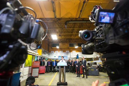 MIKAELA MACKENZIE / WINNIPEG FREE PRESS
Prime Minister Justin Trudeau announces the Canada Training Benefit and answers questions from the media at the Manitoba Institute of Trades and Technology in Winnipeg on Tuesday, March 26, 2019. 
Winnipeg Free Press 2019.