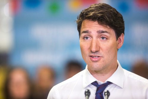 MIKAELA MACKENZIE / WINNIPEG FREE PRESS
Prime Minister Justin Trudeau announces the Canada Training Benefit and answers questions from the media at the Manitoba Institute of Trades and Technology in Winnipeg on Tuesday, March 26, 2019. 
Winnipeg Free Press 2019.