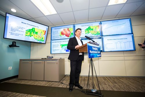 MIKAELA MACKENZIE / WINNIPEG FREE PRESS
Infrastructure Minister Ron Schuler speaks about the flood outlook at the Hydrologic Forecast Centre in Winnipeg on Wednesday, March 27, 2019. For Jessica Botelho-Urbanski story.
Winnipeg Free Press 2019.