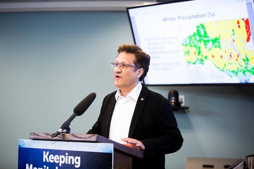 MIKAELA MACKENZIE / WINNIPEG FREE PRESS
Infrastructure Minister Ron Schuler speaks about the flood outlook at the Hydrologic Forecast Centre in Winnipeg on Wednesday, March 27, 2019. For Jessica Botelho-Urbanski story.
Winnipeg Free Press 2019.