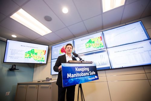 MIKAELA MACKENZIE / WINNIPEG FREE PRESS
Infrastructure Minister Ron Schuler speaks about the flood outlook at the Hydrologic Forecast Centre in Winnipeg on Wednesday, March 27, 2019. For Jessica Botelho-Urbanski story.
Winnipeg Free Press 2019.