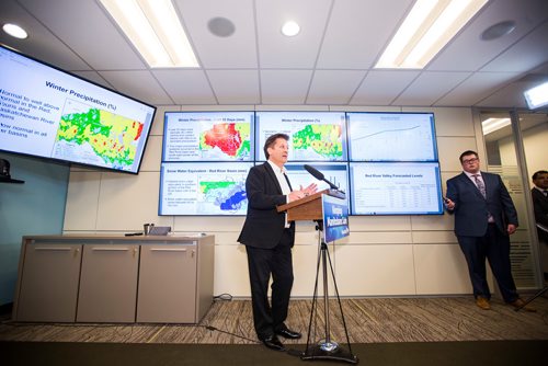 MIKAELA MACKENZIE / WINNIPEG FREE PRESS
Infrastructure Minister Ron Schuler speaks about the flood outlook at the Hydrologic Forecast Centre in Winnipeg on Wednesday, March 27, 2019. For Jessica Botelho-Urbanski story.
Winnipeg Free Press 2019.