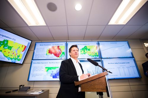 MIKAELA MACKENZIE / WINNIPEG FREE PRESS
Infrastructure Minister Ron Schuler speaks about the flood outlook at the Hydrologic Forecast Centre in Winnipeg on Wednesday, March 27, 2019. For Jessica Botelho-Urbanski story.
Winnipeg Free Press 2019.