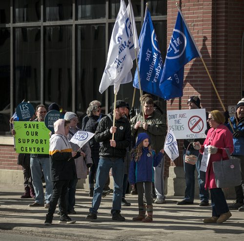 PHIL HOSSACK / WINNIPEG FREE PRESS - Teachers rally in front of the Robert Fletcher Building at 1181 Portage ave against provincial cutbacks affecting their support.See release, STANDUP. - March 28, 2019.