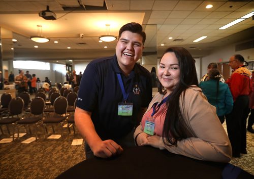 RUTH BONNEVILLE / WINNIPEG FREE PRESS 


Local - youth pitch idea 4, Canada

Description: YOUTH PITCH IDEA 

Youth ambassadors,  Renée Bone from Keeseekoowenin First Nation and Evan Lilley from Dakota Tipi  First Nation,  spearheaded  YOUTH PITCH IDEA  which are proposals for a community buildings to be built in eight First Nation communities across Manitoba.  Bone and Lilley, along with youth from eight Manitoba First Nations communities developed and presented their infrastructure ideas to a panel of ISC directors and engineers as part of the first-ever Manitoba First Nations Youth Summit at the Clarion Hotel on Friday.   

No reporter - Standup photo 

March 29th, 2019
