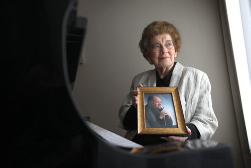 RUTH BONNEVILLE / WINNIPEG FREE PRESS 

MUSIC MATTERS - Thelma Wilson

Portraits of Pianist/accompanist Thelma Wilson, who is regarded as the matriarch of Winnipeg's music community, holding a photo of her son Eric Wilson, now a cello professor at UBC who also co-founded the Emerson String Quartet.

Thelma Wilson is turning 100 this month.

Photos taken at her piano in her home on Friday.  


March 29th, 2019

