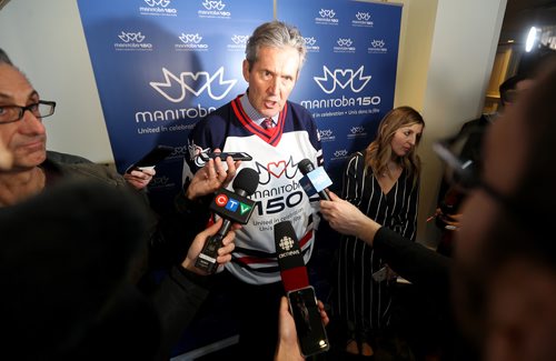 TREVOR HAGAN / WINNIPEG FREE PRESS
Premier Brian Pallister at the Manitoba 150 brand launch at the Met, Friday, March 29, 2019.