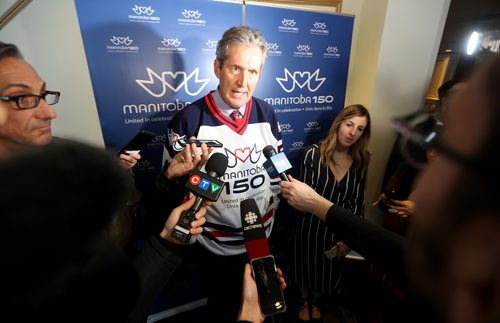 TREVOR HAGAN / WINNIPEG FREE PRESS
Premier Brian Pallister at the Manitoba 150 brand launch at the Met, Friday, March 29, 2019.