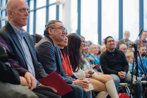 Canstar Community News March 26, 2019 - Winnipeggers, faith groups and local musicians gathered at Canadian Mennonite University on March 26 to urge the Senate of Canada to pass Bill C-262 before the House of Commons rises for the summer. (DANIELLE DA SILVA/SOUWESTER/CANSTAR)