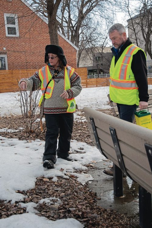 Canstar Community News Mar. 27, 2019 - Darach McDonnell and Willow Aster are two of the founding members of Wolseley Watch, a citizen patrol group that cleans up used needles in the neighbourhood. (EVA WASNEY/CANSTAR COMMUNITY NEWS/METRO)