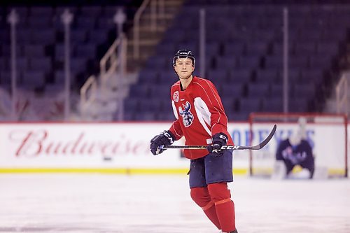 MIKAELA MACKENZIE / WINNIPEG FREE PRESS
Defenceman Peter Stoykewych at the pre-game skate at Bell MTS Place in Winnipeg on Tuesday, April 2, 2019.  For Taylor Allen story.
Winnipeg Free Press 2019.