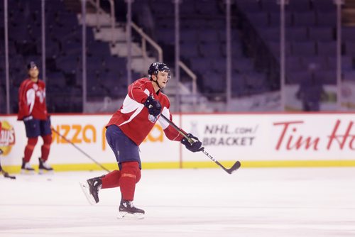 MIKAELA MACKENZIE / WINNIPEG FREE PRESS
Defenceman Peter Stoykewych at the pre-game skate at Bell MTS Place in Winnipeg on Tuesday, April 2, 2019.  For Taylor Allen story.
Winnipeg Free Press 2019.