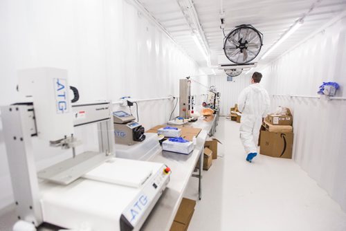 MIKAELA MACKENZIE / WINNIPEG FREE PRESS
David Sutton, president and COO of NanoSphere Health Sciences, walks into the new NanoSphere lab at the Delta 9 Cannabis facility in Winnipeg on Tuesday, April 2, 2019.  The oil refinement process promises a new, smokeless way to deliver the active ingredients in cannabis. For Solomon Israel story.
Winnipeg Free Press 2019.