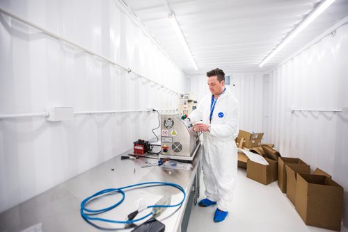 MIKAELA MACKENZIE / WINNIPEG FREE PRESS
David Sutton, president and COO of NanoSphere Health Sciences, works on installing the new NanoSphere lab at the Delta 9 Cannabis facility in Winnipeg on Tuesday, April 2, 2019.  The oil refinement process promises a new, smokeless way to deliver the active ingredients in cannabis. For Solomon Israel story.
Winnipeg Free Press 2019.