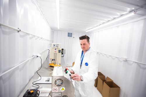 MIKAELA MACKENZIE / WINNIPEG FREE PRESS
David Sutton, president and COO of NanoSphere Health Sciences, works on installing the new NanoSphere lab at the Delta 9 Cannabis facility in Winnipeg on Tuesday, April 2, 2019.  The oil refinement process promises a new, smokeless way to deliver the active ingredients in cannabis. For Solomon Israel story.
Winnipeg Free Press 2019.