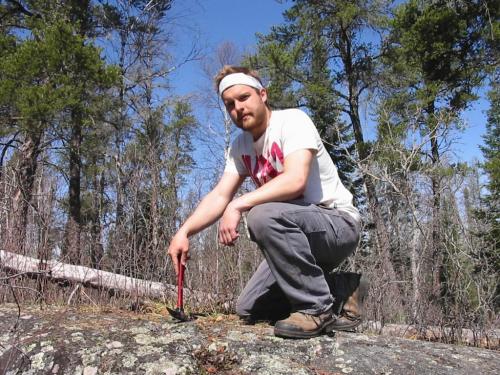 Photos 1 - 3 are of University of Manitoba geology student Matt Zago chipping rock samples, at Star Lake Geological Sciences Field Statiion.  BILL REDEKOP WINNIPEG FREE PRESS