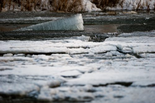 JOHN WOODS / WINNIPEG FREE PRESS
Open water is seen as ice melts in St Norbert Tuesday, April 2, 2019.