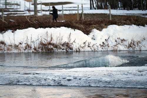 JOHN WOODS / WINNIPEG FREE PRESS
Open water is seen as ice melts in St Norbert Tuesday, April 2, 2019.