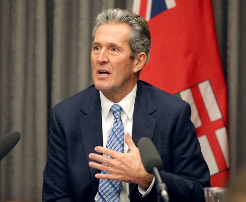 JASON HALSTEAD / WINNIPEG FREE PRESS

Premier Brian Pallister speaks to media at the Legislature on April 3, 2019, about the provincial government's plan to launch a legal challenge of the federal governments carbon tax. (See Botelho-Urbanski story)