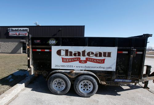 PHIL HOSSACK / WINNIPEG FREE PRESS - Chateau Roofing and Siding equipment and trucks parked, Office closed. See Martin Cash story. - April 3, 2019.