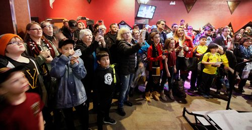 PHIL HOSSACK / WINNIPEG FREE PRESS - Fans crowd the team to photograph the team's unveiling of their 'kit' Thursday. See story.- April 4, 2019.