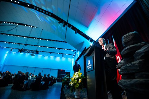 MIKAELA MACKENZIE / WINNIPEG FREE PRESS
Co-owner Bob Silver speaks at the Manitoba Museum Tribute Gala honouring the Winnipeg Free Press in Winnipeg on Thursday, April 4, 2019.  For Jason Bell story.
Winnipeg Free Press 2019.