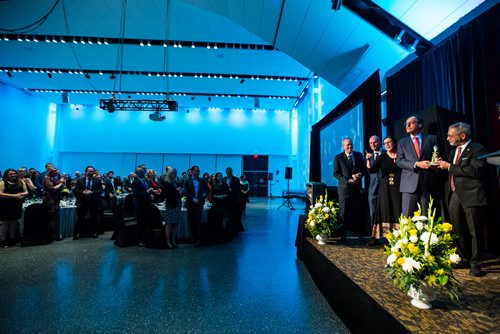MIKAELA MACKENZIE / WINNIPEG FREE PRESS
Publisher Bob Cox (left), editor Paul Samyn, Manitoba Museum executive director and CEO Claudette Leclerc, and co-owners Ron Stern and Bob Silver pose for a photo at the Manitoba Museum Tribute Gala honouring the Winnipeg Free Press in Winnipeg on Thursday, April 4, 2019. For Jason Bell story.
Winnipeg Free Press 2019.