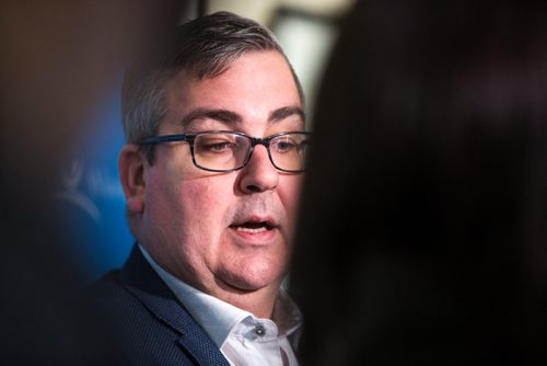 MIKAELA MACKENZIE / WINNIPEG FREE PRESS
Chief corporate services officer Michael Jack speaks to the media about alleged workplace misconduct in the planning, property and development department at City Hall in Winnipeg on Friday, April 5, 2019.  For Ryan Thorpe story.
Winnipeg Free Press 2019.