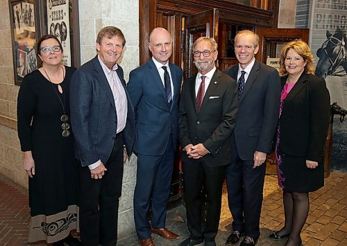JASON HALSTEAD / WINNIPEG FREE PRESS

L-R: Manitoba Museum CEO Claudette Leclerc, Jeoff Chipman (Manitoba Museum Foundation board member), Winnipeg Free Press editor-in-chief Paul Samyn, Free Press co-owner Bob Silver, Free Press publisher Bob Cox and Diane Gray (honourary chair of the Manitoba Museum Tribute committee and president/CEO of CentrePort Canada) at the Manitoba Museum's annual Tribute Gala, which honoured the Winnipeg Free Press, at Alloway Hall on April 4, 2019. (See Social Page)