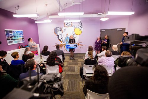 MIKAELA MACKENZIE / WINNIPEG FREE PRESS
Sustainable development minister and minister responsible for the status of women Rochelle Squires announces funding for family violence prevention at the West Central Women's Resource Centre in Winnipeg on Monday, April 8, 2019.
Winnipeg Free Press 2019.