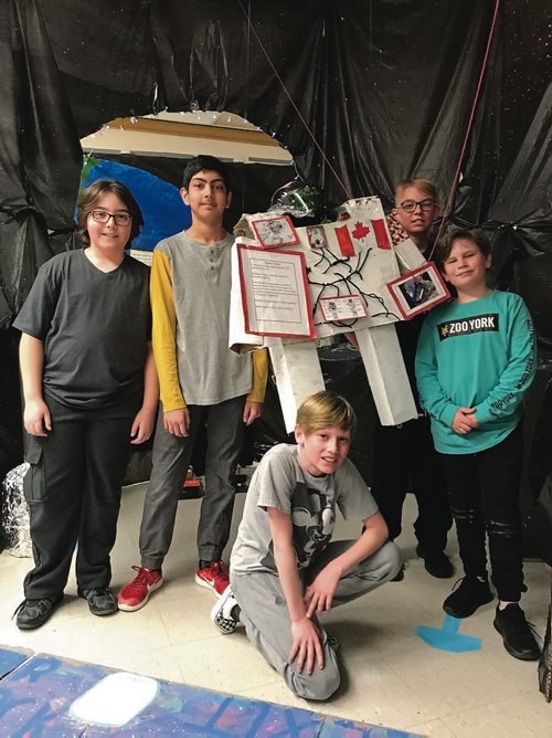 Canstar Community News Grade 6 students at Arthur Day Middle School recently completed a unit on space exploration. Each group independently researched and contributed to a project about a specific aspect of space exploration, with a focus on the International Space Station. (SHELDON BIRNIE/CANSTAR/THE HERALD)