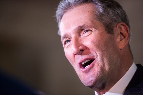 MIKAELA MACKENZIE / WINNIPEG FREE PRESS
Premier Brian Pallister speaks to the media at the Manitoba Legislative Building in Winnipeg on Monday, April 8, 2019.
Winnipeg Free Press 2019.