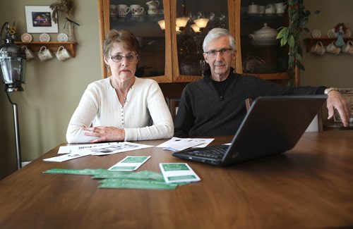 RUTH BONNEVILLE / WINNIPEG FREE PRESS 

Ernie and Charlotte Wiens, who are Mennonite faith, have diverted their taxes to Conscience Canada's Peace Tax Fund for 10 years.  Now CRA is reducing their pensions because of this. 
April 8, 2019

Se John Longhurst story. 

April 8, 2019