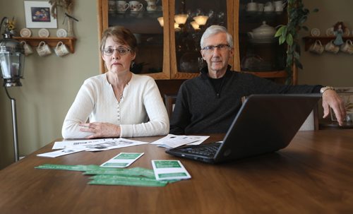 RUTH BONNEVILLE / WINNIPEG FREE PRESS 

Ernie and Charlotte Wiens, who are Mennonite faith, have diverted their taxes to Conscience Canada's Peace Tax Fund for 10 years.  Now CRA is reducing their pensions because of this. 
April 8, 2019

Se John Longhurst story. 

April 8, 2019