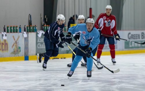 SASHA SEFTER / WINNIPEG FREE PRESS
Kamerin Nault (19) takes part in a practice with the Manitoba Moose at the BellMTS Iceplex. 
190409 - Tuesday, April 09, 2019