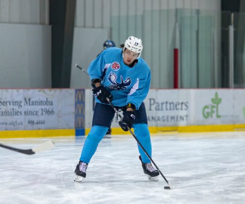 SASHA SEFTER / WINNIPEG FREE PRESS
Kamerin Nault (19) takes part in a practice with the Manitoba Moose at the BellMTS Iceplex. 
190409 - Tuesday, April 09, 2019