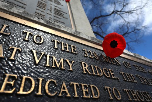 RUTH BONNEVILLE / WINNIPEG FREE PRESS 

Photo of monument at Vimy Ridge Park for the 328 men of the 44th battalion Canadians who fell in the battles of Vim Ridge, The Triangle and La Culotte in 1917 during World War 1.

Taken in honour of Vimy Ridge Day which is an annual observance on April 9 to remember Canadians who victoriously fought in the battle of Vimy Ridge in northern France during the First World War. The day is also known as the National Day of Remembrance of the Battle of Vimy Ridge.

April 9, 2019