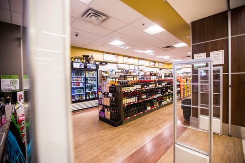 MIKAELA MACKENZIE / WINNIPEG FREE PRESS
Active alarm pedestals, an example of the new theft prevention measures, at the St. James Superstore Liquor Mart in Winnipeg on Wednesday, April 10, 2019. 
Winnipeg Free Press 2019.