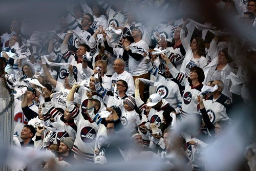 PHIL HOSSACK / WINNIPEG FREE PRESS -  Jets Whiteout after Laine's goal. First Round of the Western Conference Quarter Final Wednesday in Winnipeg. See story. - April 10, 2019.